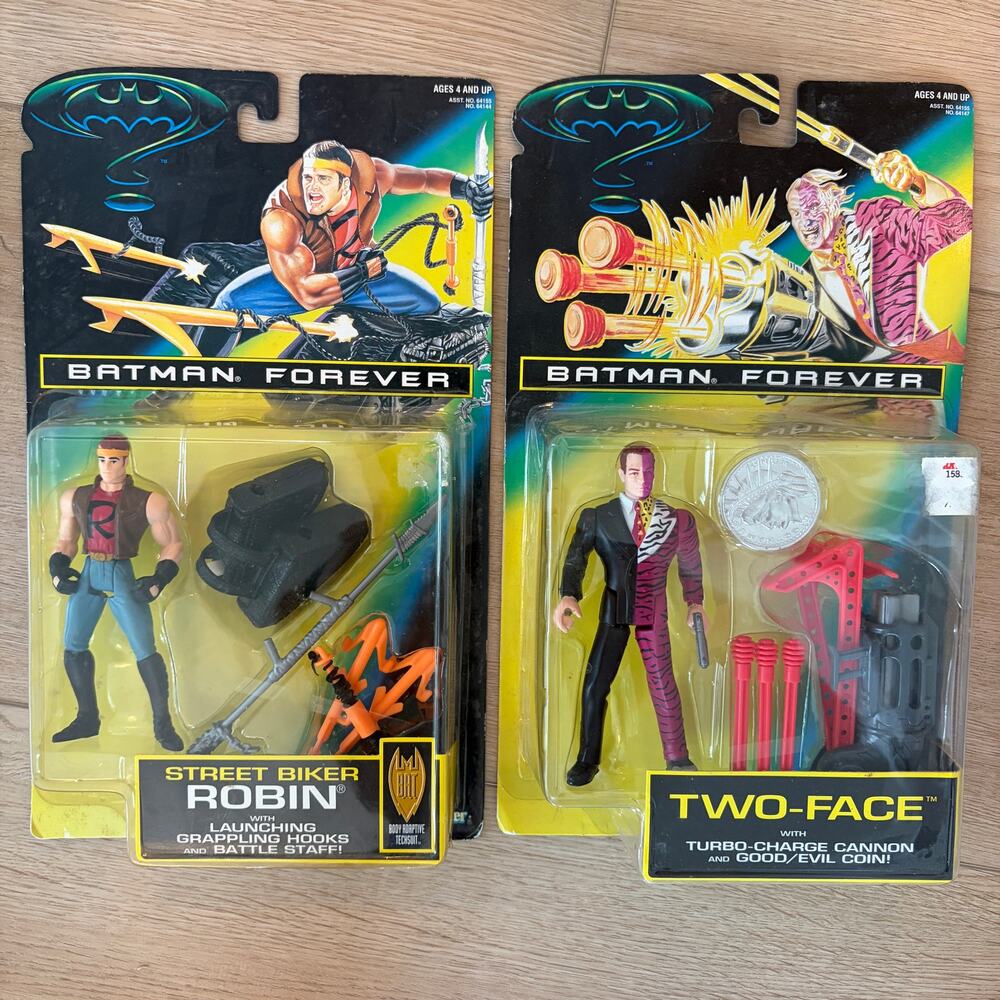 Batman Forever 1995 Kenner Action Figures Street Biker Robin and Two-Face NEW